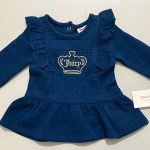 Juicy Couture Infant Girls Blue Long Sleeve Dress Gold Logo NWT  12 Months